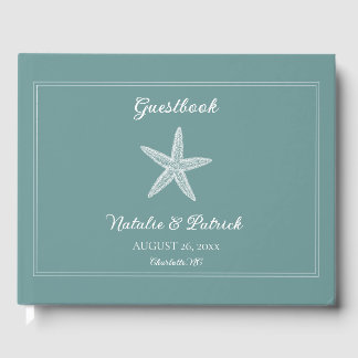 Livro De Visitas Casamento Teal Starfish