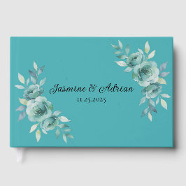 Livro De Visitas Casamento Teal Whisper Blooms
