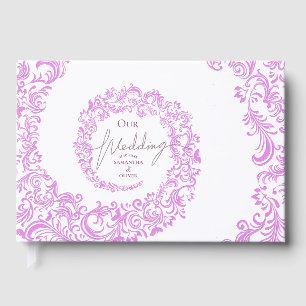 Livro De Visitas Casamento tema damasco Elegante Rosa