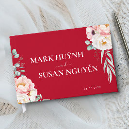 Livro De Visitas Casamento Tradicional Chinês Peony (VERMELHO)