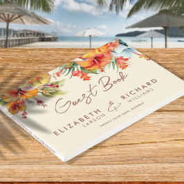 Livro De Visitas Casamento Tropical de Flores Elegante Hibiscus Flo