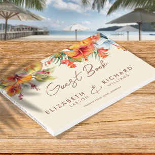 Livro De Visitas Casamento Tropical de Flores Elegante Hibiscus Flo