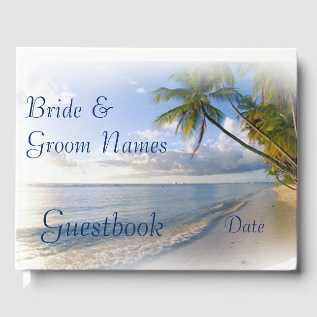 Livro De Visitas Casamento Tropical de Praia ou Guestbook Chá (Frente)