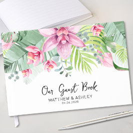 Livro De Visitas Casamento Tropical de Watercolor Floral