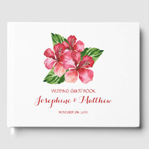 Livro De Visitas Casamento tropical do hibiscus vermelho