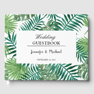 Livro De Visitas Casamento tropical dos noivos das folhas da