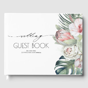 Livro De Visitas Casamento Tropical Floral Beach