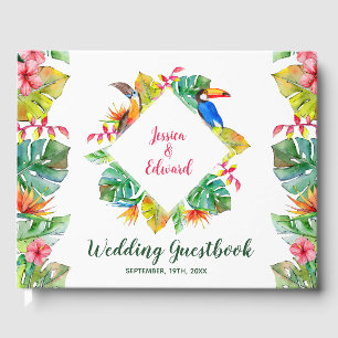 Livro De Visitas Casamento Tropical Floral do Paraíso Havaiano