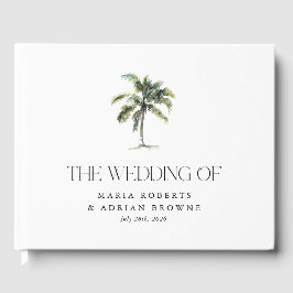 Livro De Visitas Casamento Tropical Minimalista na Praia com Palmei
