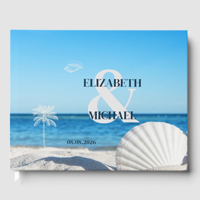 Livro De Visitas Casamento Tropical na Praia do Oceano (Frente)