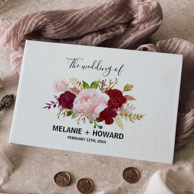 Livro De Visitas Casamento Tropical Vermelha e Romântica (Criador carregado)