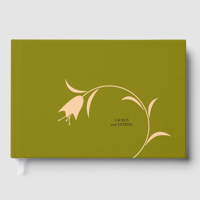 LIVRO DE VISITAS CASAMENTO TULIPA MOD PEACH & OLIVE (Frente)