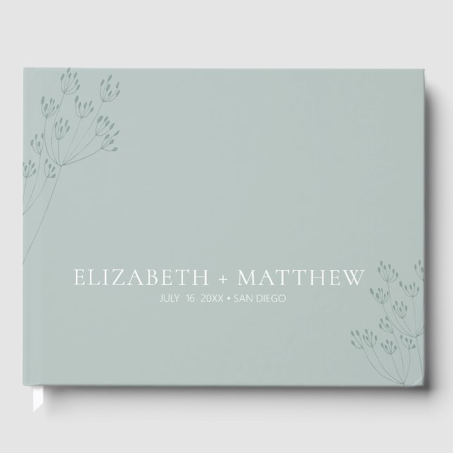 Livro De Visitas Casamento Verde Boho Chic Minimalista (Frente)