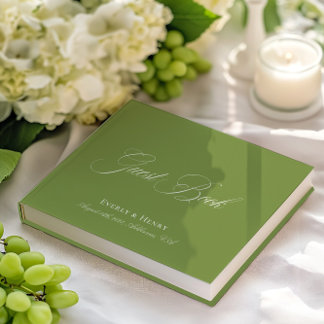 Livro De Visitas Casamento Verde da Caligrafia Elegante