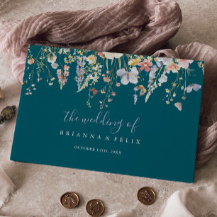 Livro De Visitas Casamento Verde de Flor Selvagem de Verão Multicol