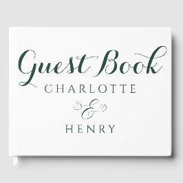 Livro De Visitas Casamento Verde e Branco Elegante Moderno