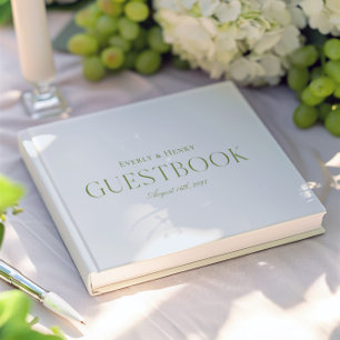 Livro De Visitas Casamento Verde Mínimo Elegante Azul e Sábio