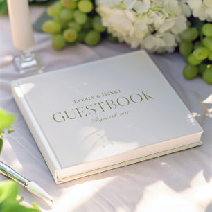 Livro De Visitas Casamento Verde Mínimo Elegante Beige & Sage