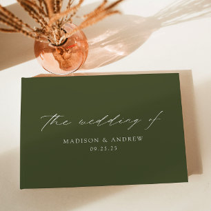 Livro De Visitas Casamento Verde-Oliva com Script Elegante Moderno