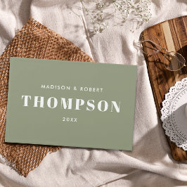Livro De Visitas Casamento Verde Oliva Simples Moderno Negrito Mono