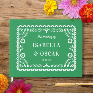Livro De Visitas Casamento Verde Papel Picado Ornamentado Luxuoso 