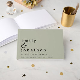 Livro De Visitas Casamento Verde Sage Minimalista Simples