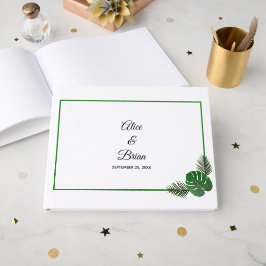 Livro De Visitas Casamento Verde Tropical Mínimo