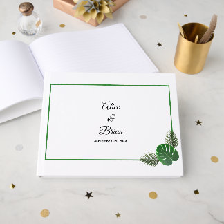 Livro De Visitas Casamento Verde Tropical Mínimo