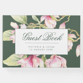 Livro De Visitas Casamento Verde Vintage Botânico Rosa e Sage