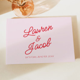Livro De Visitas Casamento Vermelho e Rosa Mínimo Moderno