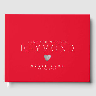 Livro De Visitas casamento vermelho minimalista moderno do amor
