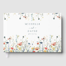 Livro De Visitas Casamento Vibrante de Flores Selvagens