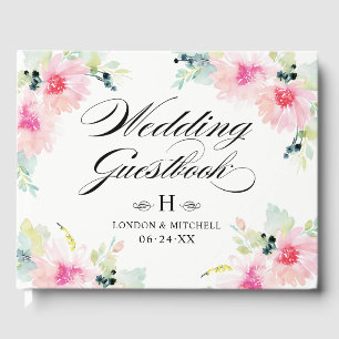 Livro De Visitas Casamento Vintage Blush Primavera Floral Watercolo
