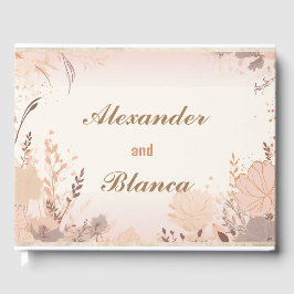 Livro De Visitas Casamento Vintage Floral Rosa Luxuoso