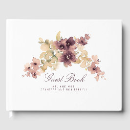 Livro De Visitas Casamento vintage oral Mauve e Dourado