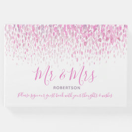 Livro De Visitas Cascata de arte pontual, rosa, cinza roxa, cascata