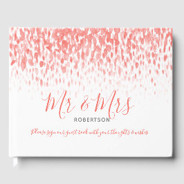 Livro De Visitas Cascata personalizada de coral, cascata, casamento