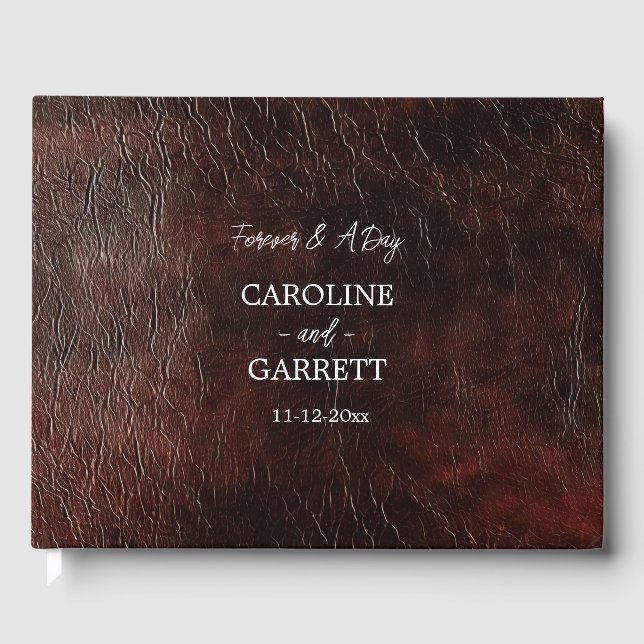 Livro De Visitas Castanho Castanho Castanho Faux Couve Ocidental (Frente)