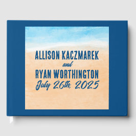 Livro De Visitas Casual Watercolor Beach Wedding