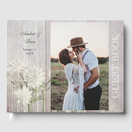 Livro De Visitas Catálogo de Guestbook Rustic Country Floral Wood &