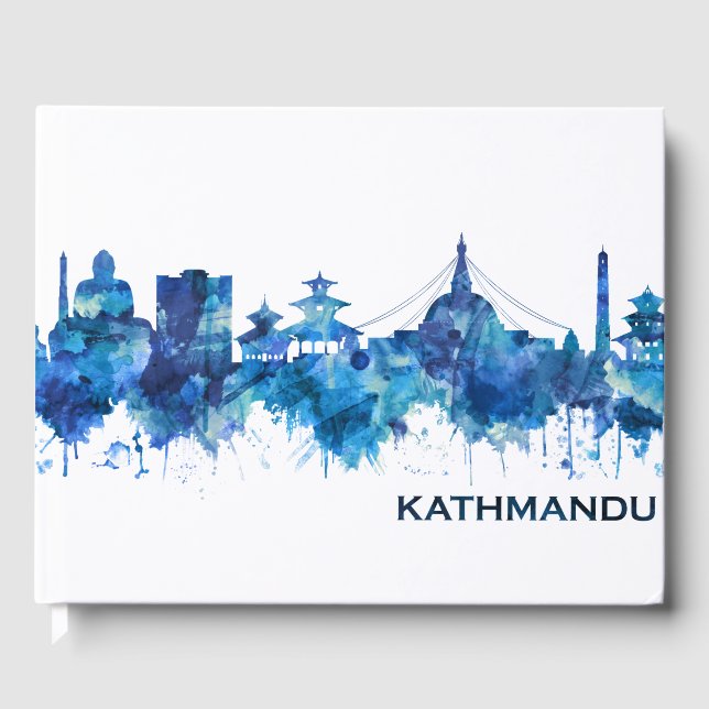 Livro De Visitas Catmandu Nepal Skyline Blue (Frente)