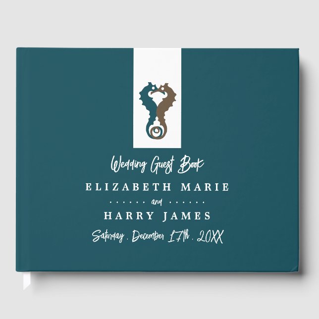 Livro De Visitas Cavalo-do-mar Romance, Casamento de praia (Frente)