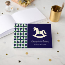 Cavalo Mecedor Preppy Argyle 1º Aniversário