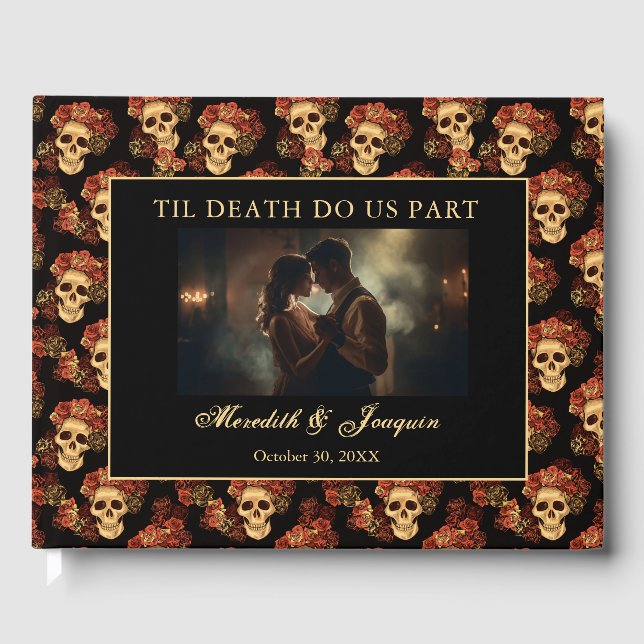 Livro De Visitas Caveira Gótica Até Morte Nos Separe Casamento Pers (Frente)