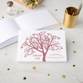 Livro De Visitas Celebração da Árvore da Vida Moderno Script Rosa