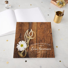 Livro De Visitas Celebração da Vida em Rustic Daisy Horse Bit