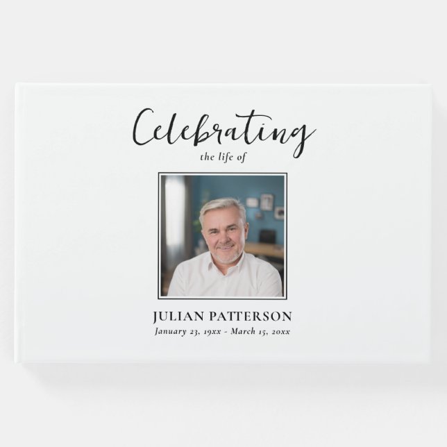 Livro De Visitas Celebração da Vida Foto Simples, Funeral Personali (Frente)