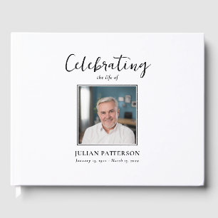 Livro De Visitas Celebração da Vida Foto Simples, Funeral Personali