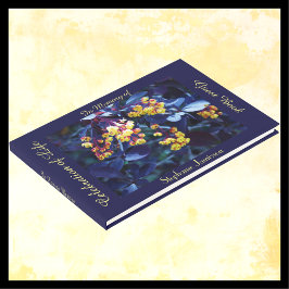 Livro De Visitas Celebração da Vida, Nome, Flores Amarelo Dourado,