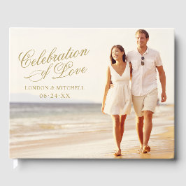 Livro De Visitas Celebração de Amor em Ouro Antigo Foto Casamento